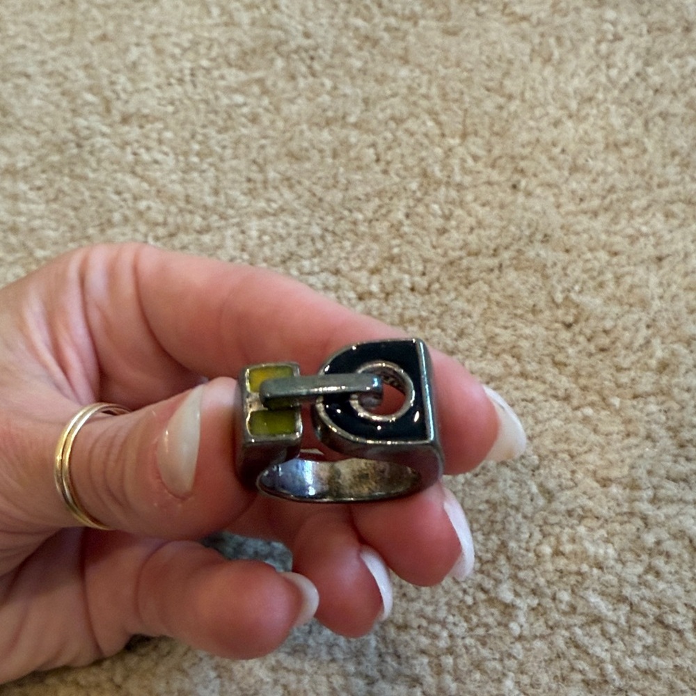 Silver and Black Square Ring